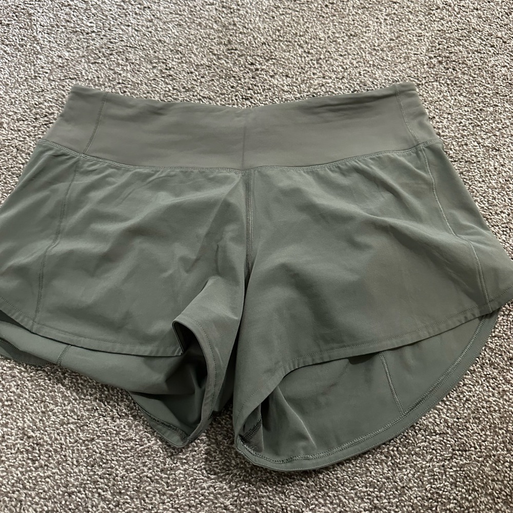 Lululemon olive green speed up shorts